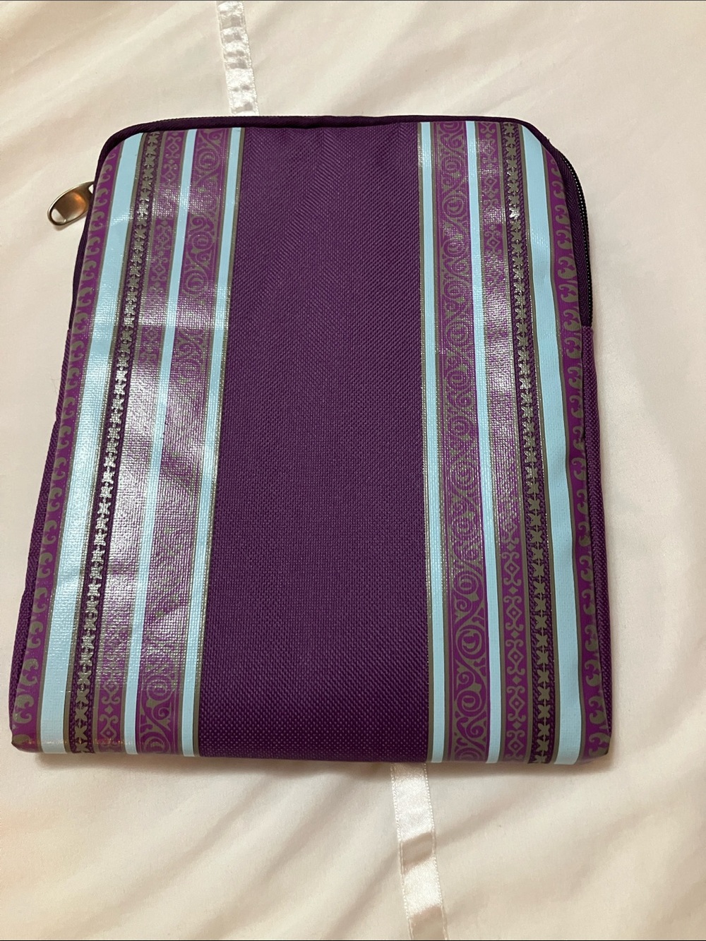 Purple Patterned Zip Pouch - Women's Accessory
